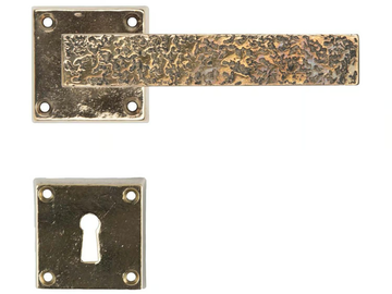 COSMO - Bronze door handle on rose with lock by GIARA ART DESIGN-BRONZE - view 2